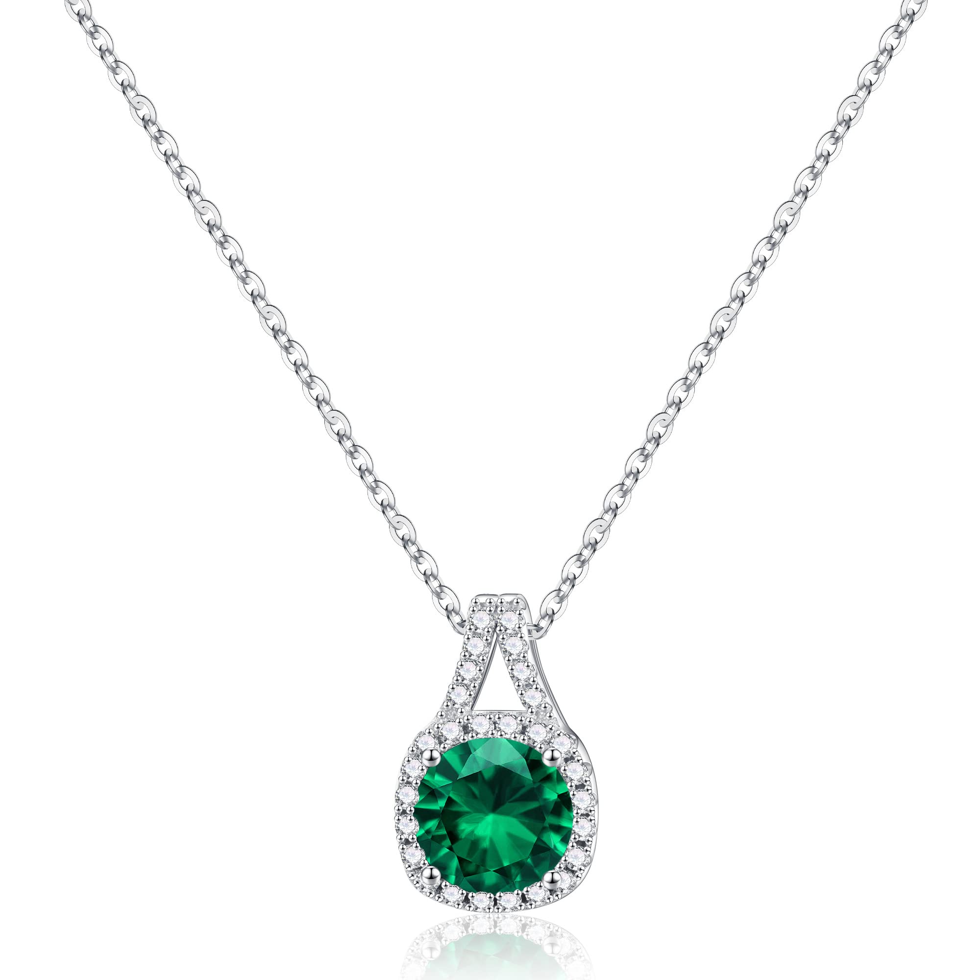 Sterling Silver Birthstone Necklace for Women - 18