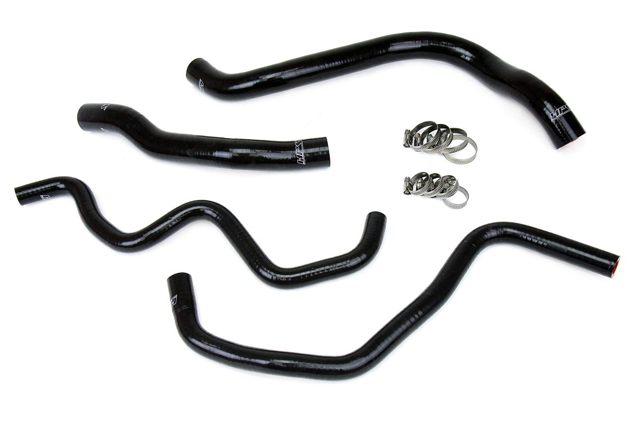 HPS Performance Radiator & Heater Hose Kit (57-1390-BLK-1) - High-Temperature Silicone Coolant Hose Replacement for Ford, Chevy, Dodge - Perfect for Racing, Off-Road & Daily Driving