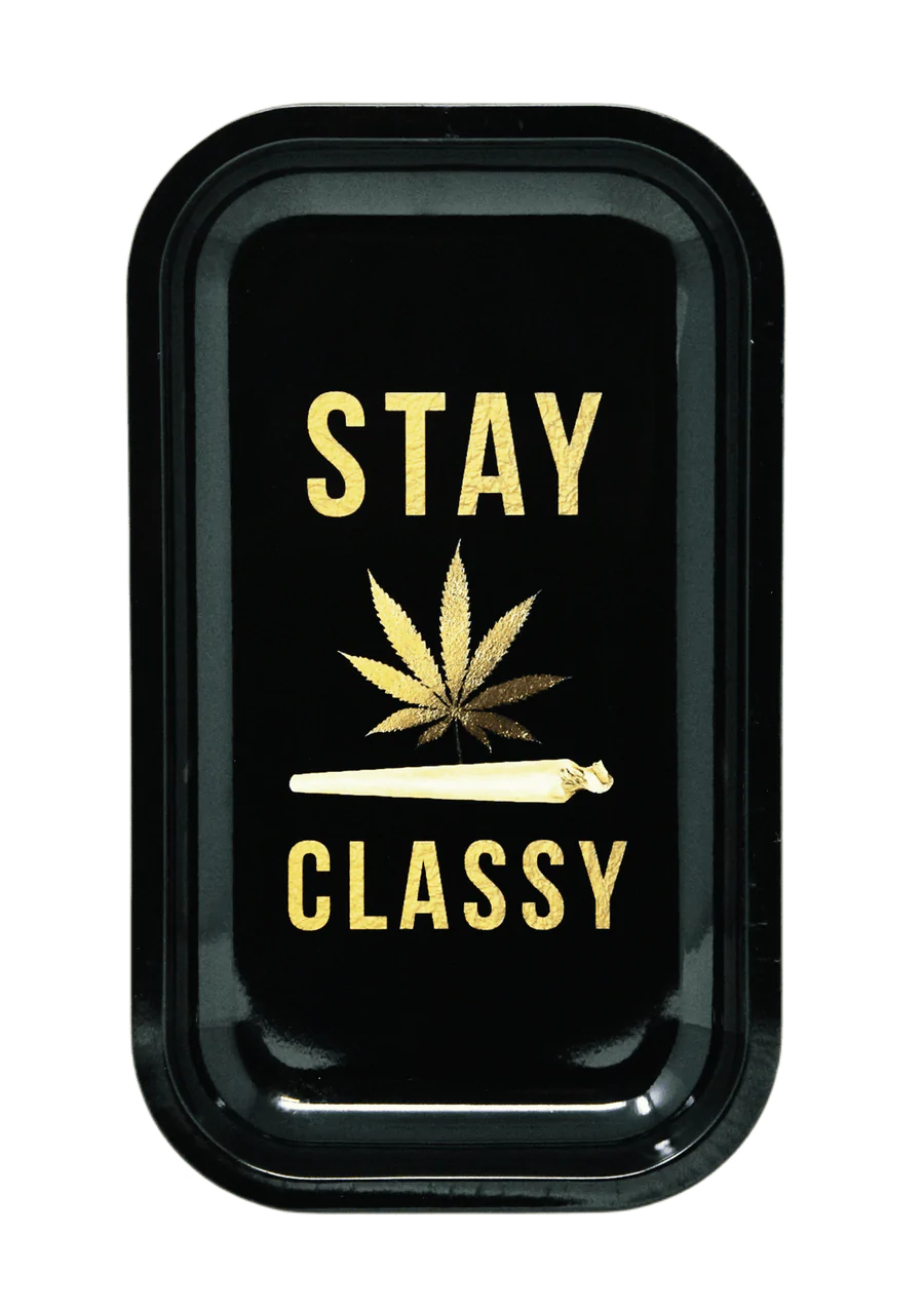 Premium Metal Rolling Tray - Stay Classy - Perfect for Rolling Papers, Herbs & Smoking Accessories - Ideal for Home, Travel & Outdoor Use