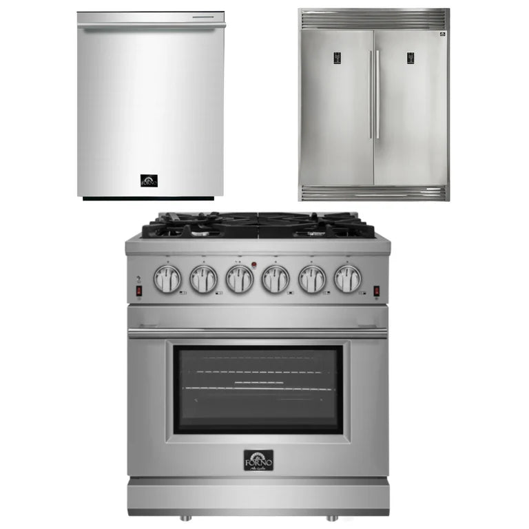 30 Inch Gas Range with Dishwasher and Refrigerator - Forno Appliance Package for Modern Kitchen | Perfect for Home Cooking & Entertaining