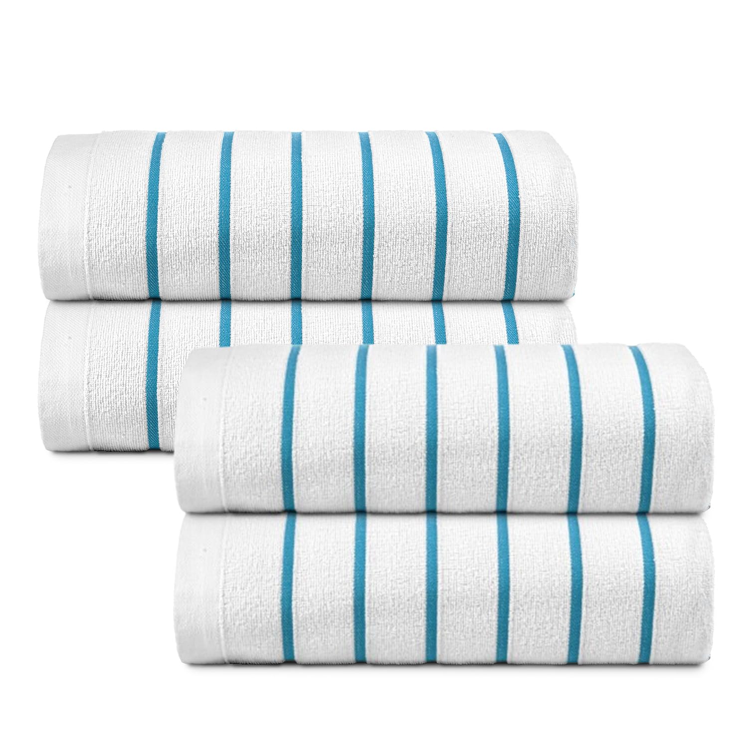 Belem Aqua Blue Horizontal Stripe Oversized Pool Towels Bulk 30x60 Inches - 60 Pack Quick-Drying Beach Towels for Spa, Hotel & Home Use - Ultra Absorbent Bath Sheets - Soft & Durable Bulk Towels for Swimming Pool, Beach Vacation, Gym and Yoga Sessions