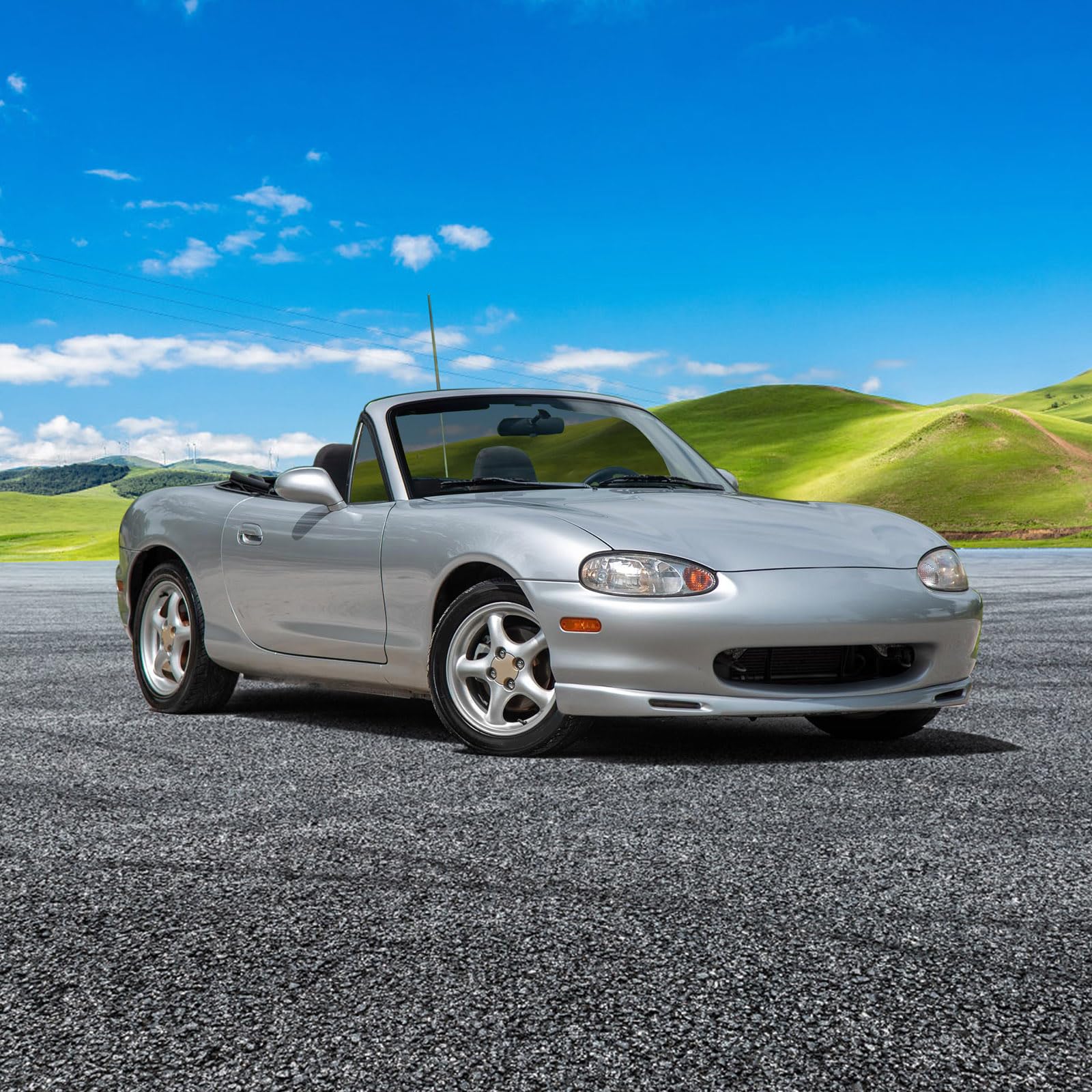 IKON MOTORSPORTS Black PU Front Bumper Lip Spoiler for 1999-2000 Mazda Miata - Factory Style Under Chin Finisher | Enhances Aerodynamics & Sporty Look for Street or Track Racing