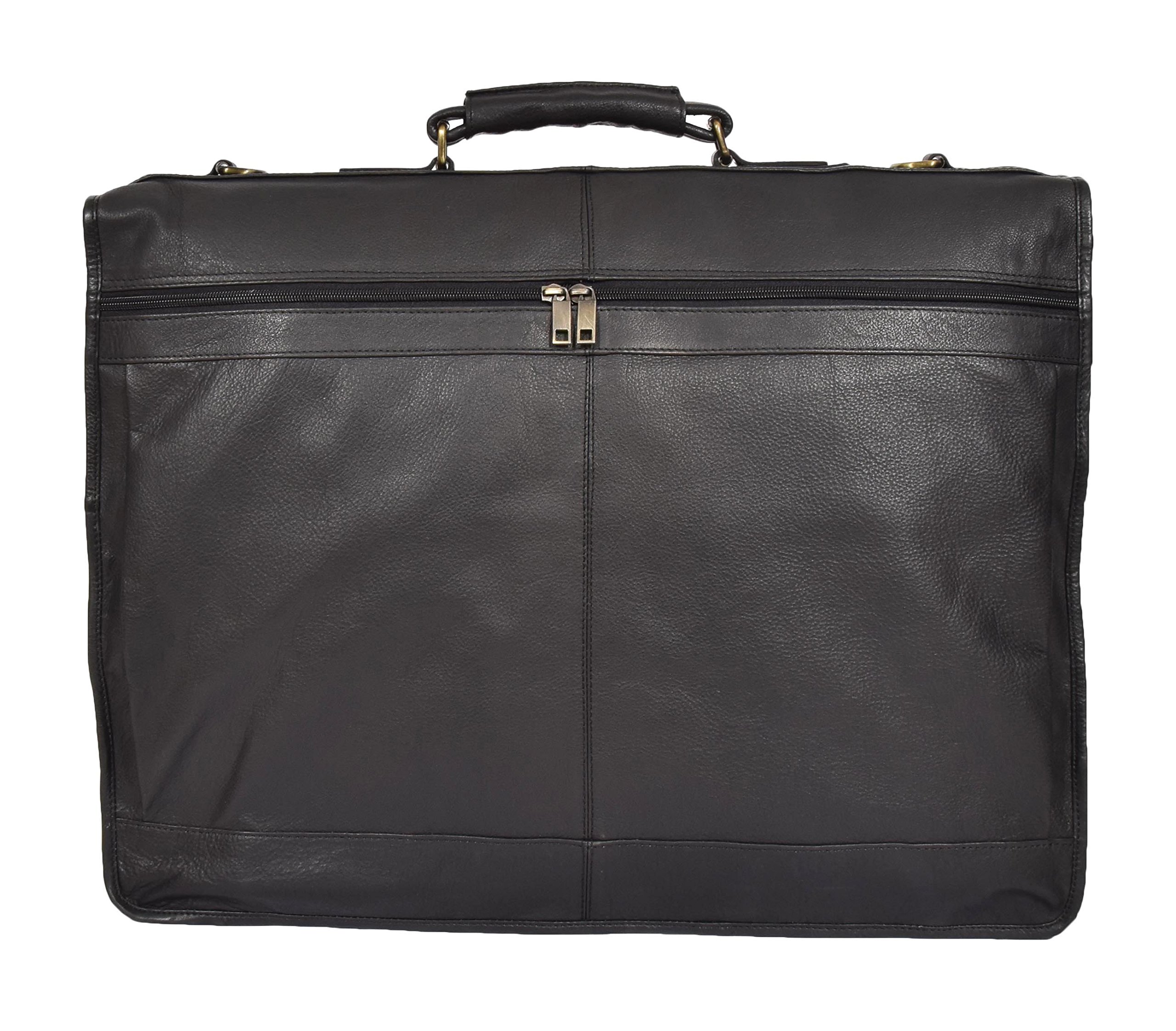Canico Genuine Leather Garment Bag for Suits & Dresses - Travel & Weekend Clothing Carrier (Black) | Perfect for Business Trips, Weddings & Formal Events