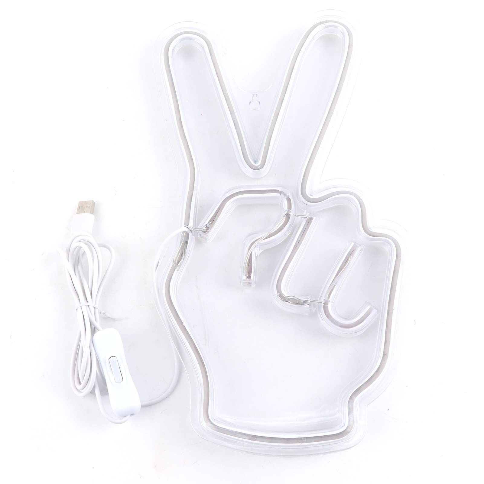 Garosa LED Peace Sign Neon Light - USB Powered Neon Sign for Bedroom, Living Room, Game Room & Kids Room Decor - Creative Victory Gesture Wall Lamp for Shelves, Cabinets & Party Decorations