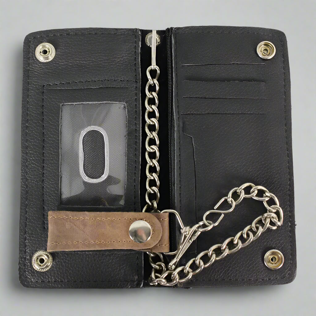BOL Men's Genuine Leather Bifold Wallet with Chrome Plated Accent - Slim RFID Blocking Wallet for Everyday Use & Travel