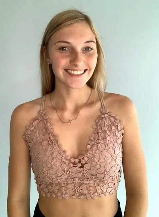 Mauve Crochet Lace Bralette - Comfortable Women's Bralette Top for Summer, Boho Chic Underwear, Perfect for Music Festivals & Beach Outfits
