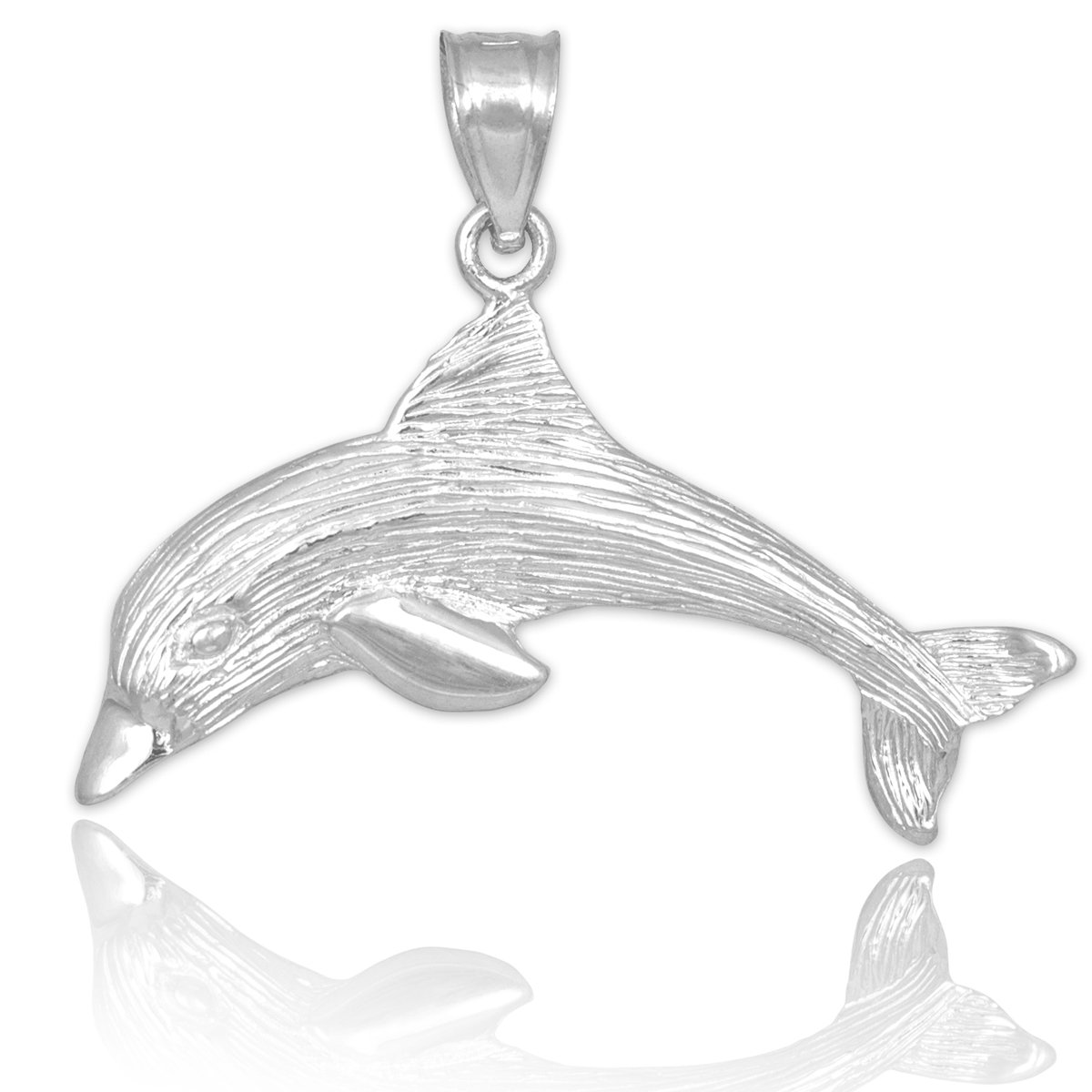 10K White Gold Dolphin Pendant Necklace for Women - Elegant Beach Jewelry Gift