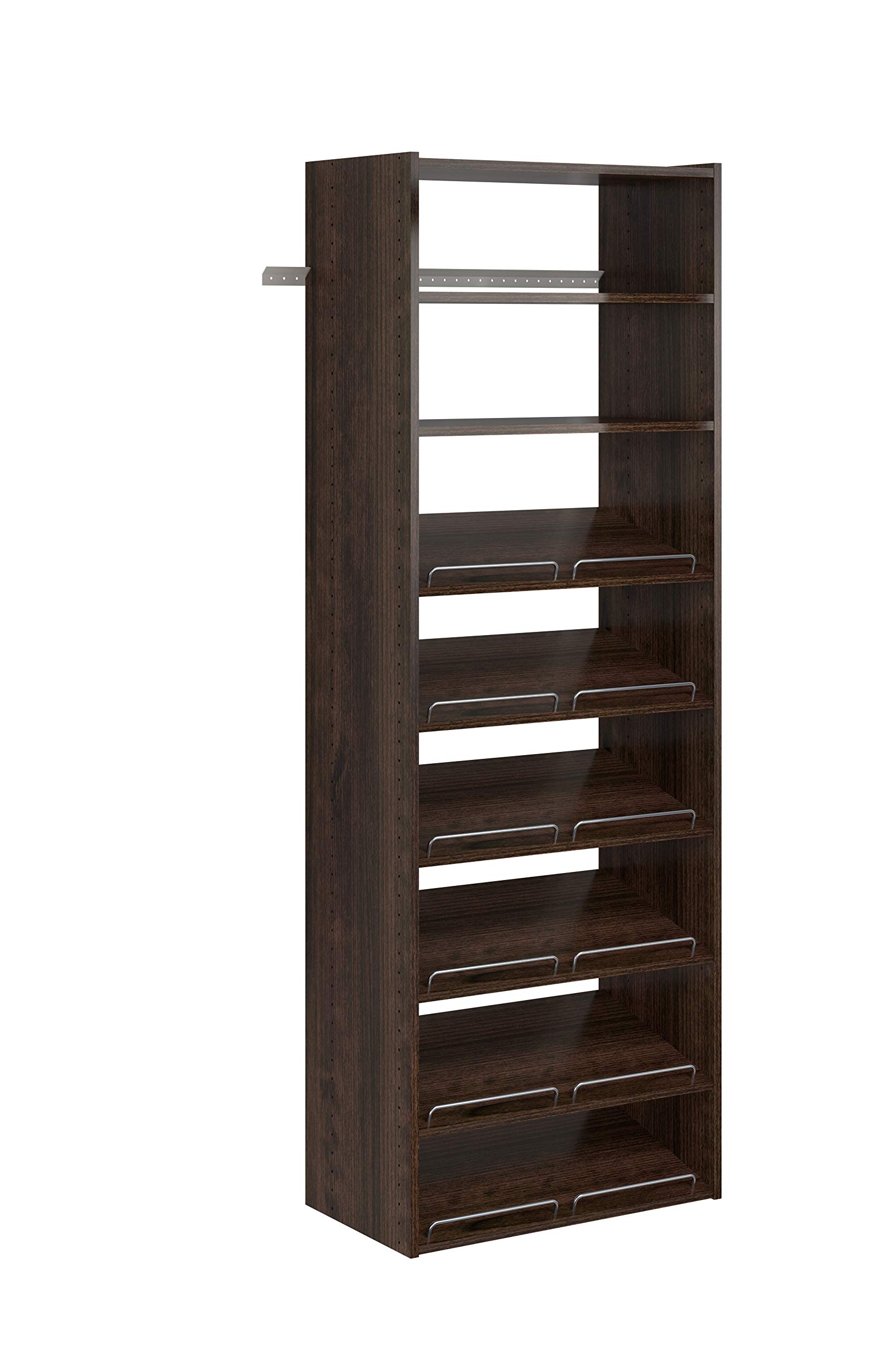 Easy Track PH36-TR 6-Tier Wooden Shoe Storage Organizer for Closet - Space Saving Shoe Rack with Adjustable Shelves, Truffle Brown - Perfect for Bedroom, Entryway, and Walk-In Closet Organization