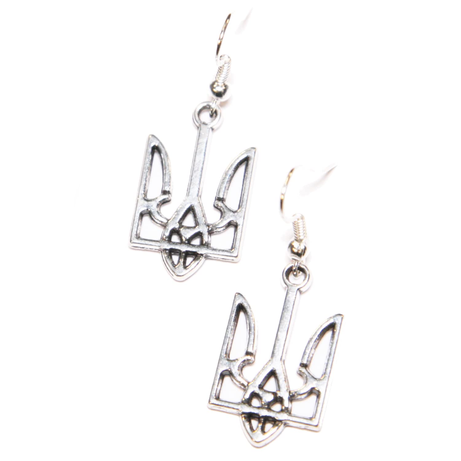 Handmade Ukrainian Earrings - Authentic Tryzub Trident Jewelry from Ukraine | Pray for Ukraine Symbolic Gift | Perfect for Cultural Events, Weddings & Patriotic Occasions
