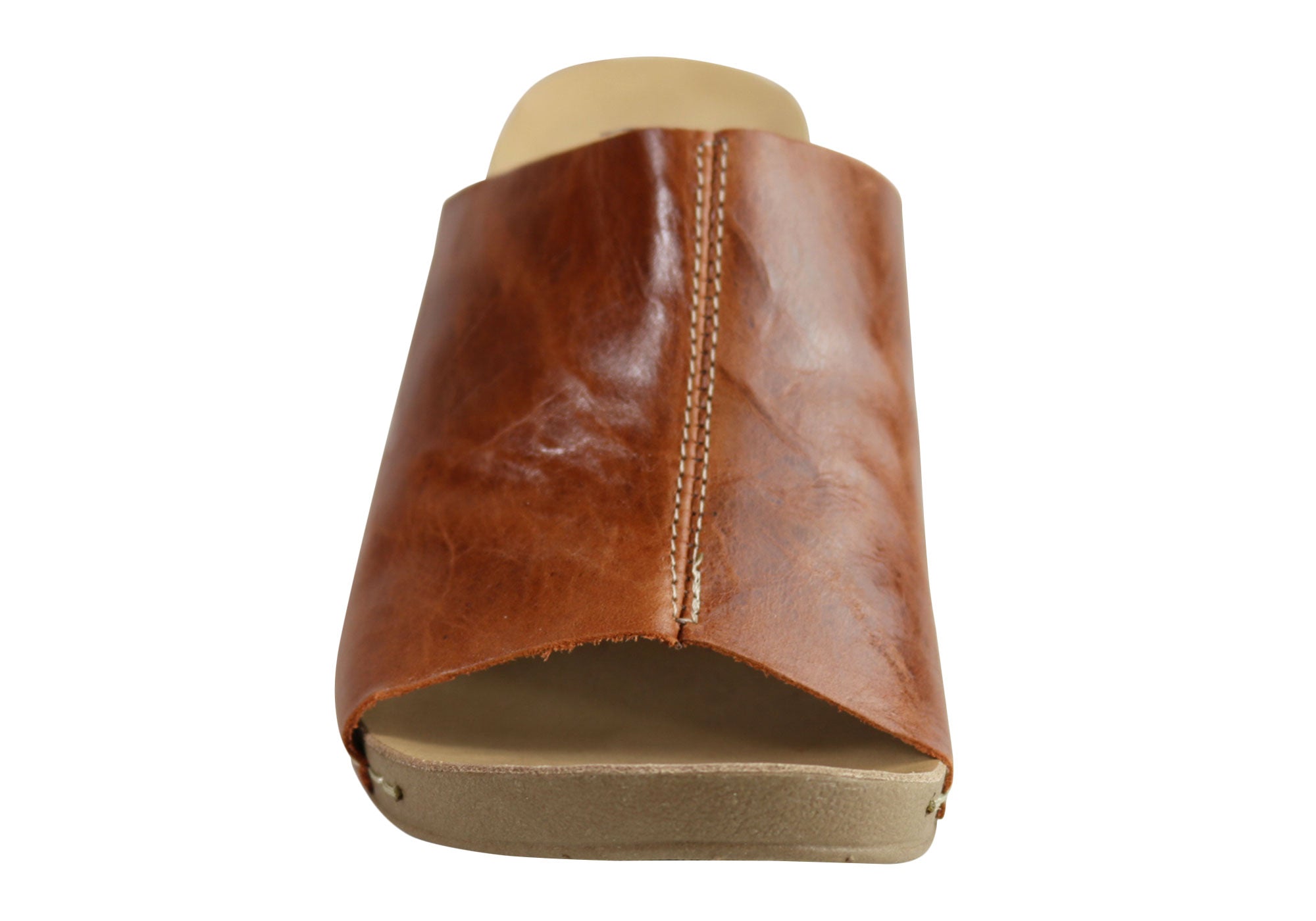 Andacco Women's Leather Mid Heel Sandals Slides - Comfortable Gallon Size Made in Brazil - Perfect for Summer, Beach, and Casual Outings