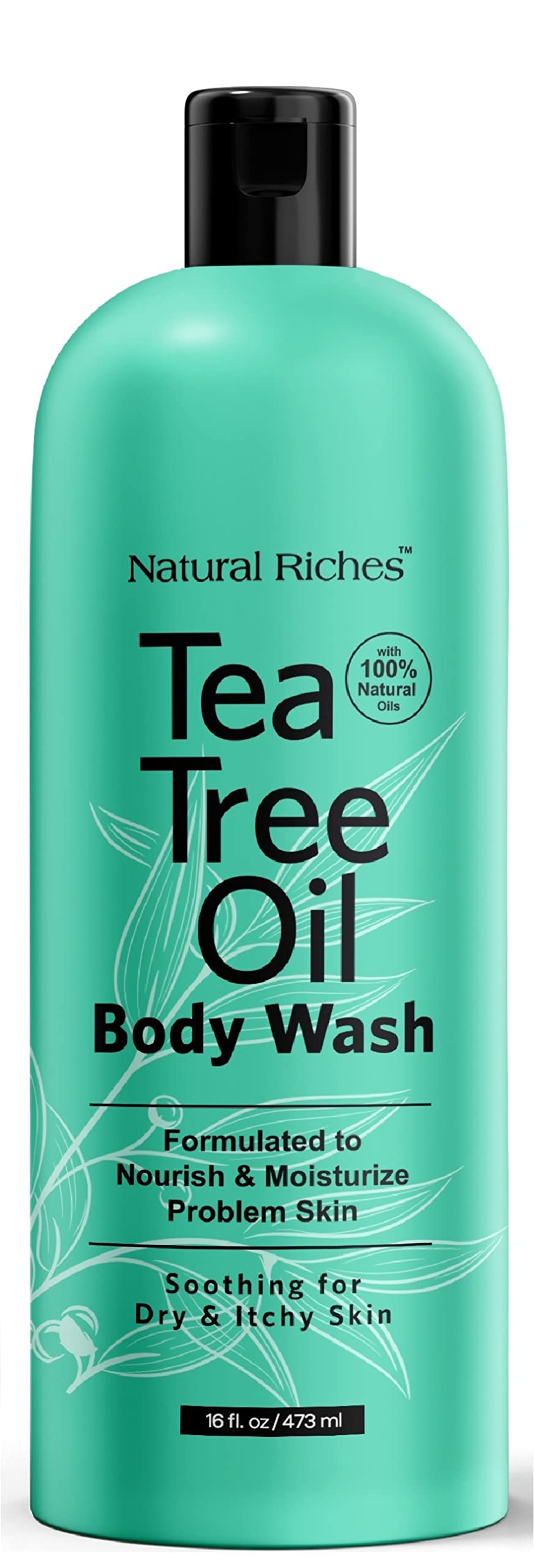 Natural Riches Tea Tree Oil Body Wash 16 fl oz - Soothing & Hydrating for All Skin Types (Normal, Combination, Sensitive, Oily, Dry) | Gentle Cleanser for Daily Shower, Spa & Relaxation