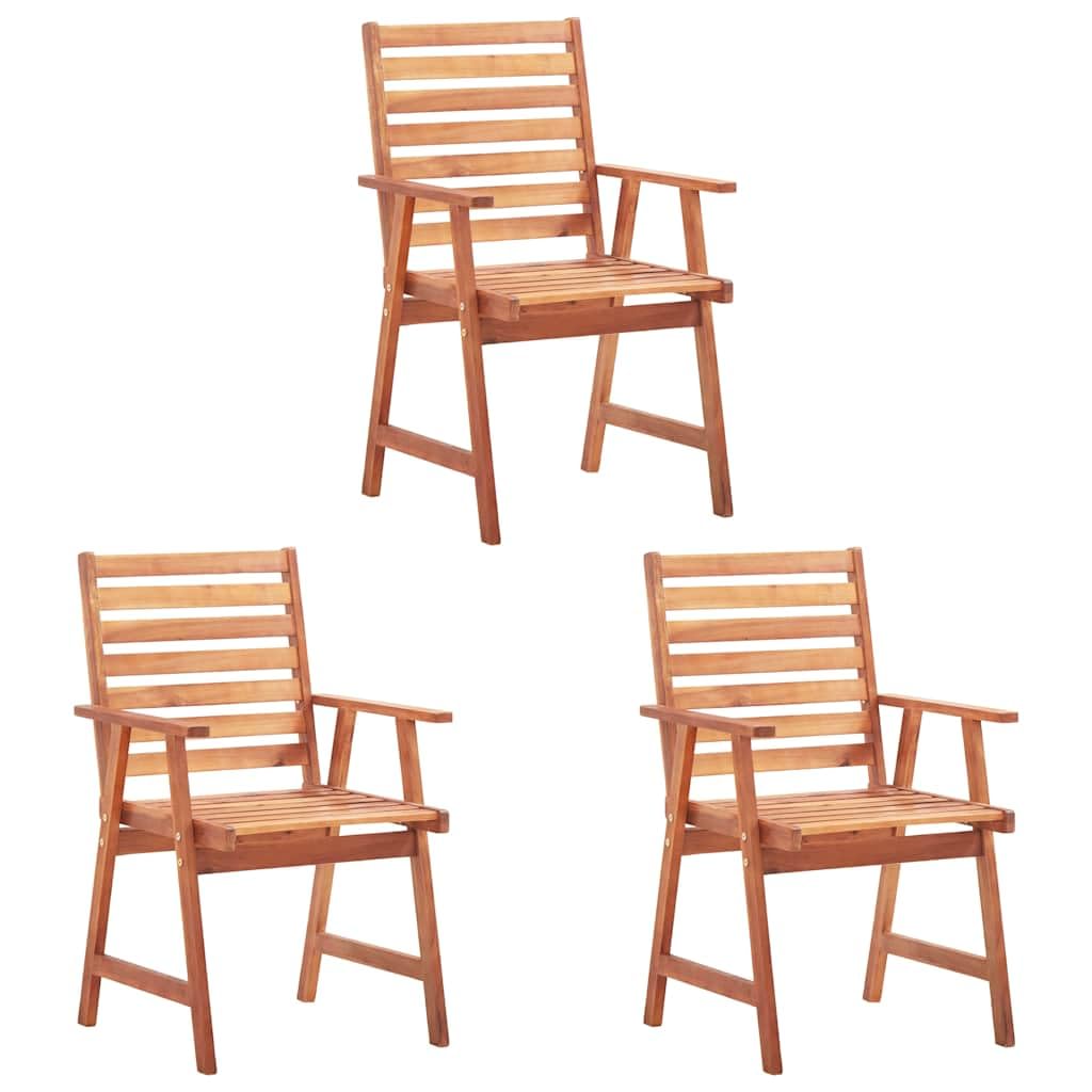 vidaXL 3-Piece Solid Acacia Wood Patio Dining Chairs Set with Waterproof Anthracite Cushions - Rustic Slatted Design Outdoor Furniture for Garden, Deck, Poolside & Backyard Relaxation