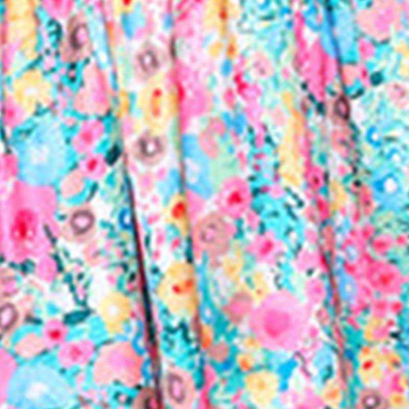 FOMOYUU Women's Sleeveless V-Neck Backless Floral Print Mini Dress for Summer, Club, Party - Pink & Blue (Size S) | Perfect for Beach Vacations, Night Out, and Special Occasions