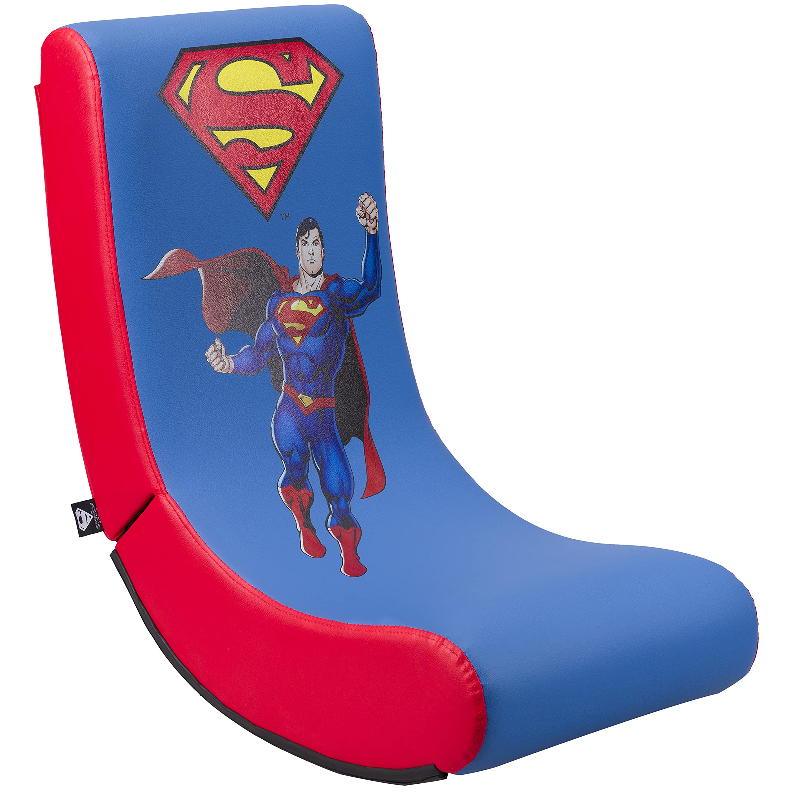 Superman Licensed Junior Rock'n'Seat Gaming Chair for Kids & Teens - Ergonomic Children's Gaming Seat for Bedroom (PS5/Xbox/PC) - Perfect for Gaming, Studying & Relaxing