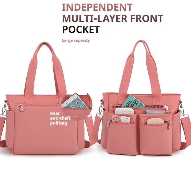 Stylish Women's Tote Bag with Secure Zipper Pockets & Detachable Ball Charm - Versatile Crossbody Laptop Purse for Work, Church, Travel and Everyday Use