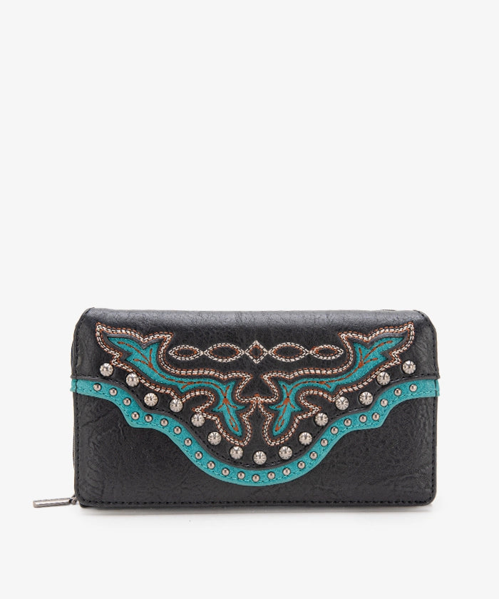 Montana West Cut Out Studded Wallet for Women - Stylish & Durable Leather Wallet with Studded Design - Perfect for Everyday Use, Travel & Gift Giving