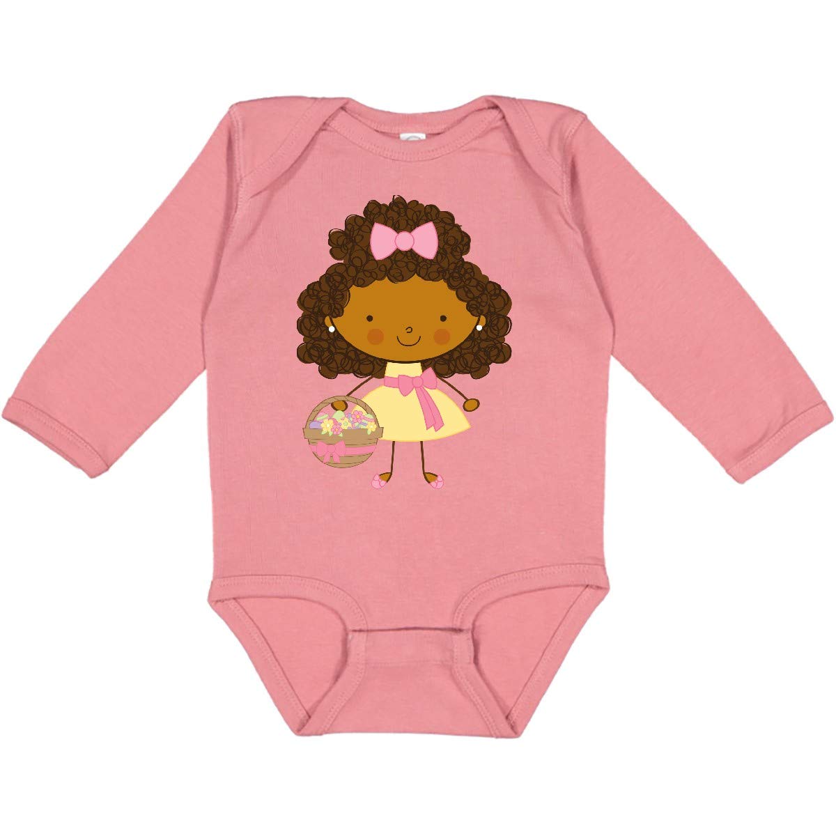 Inktastic Easter African American Girl Long Sleeve Baby Bodysuit - Cute Holiday Outfit for Infants & Toddlers - Perfect for Easter Celebrations, Family Photos & Spring Festivals