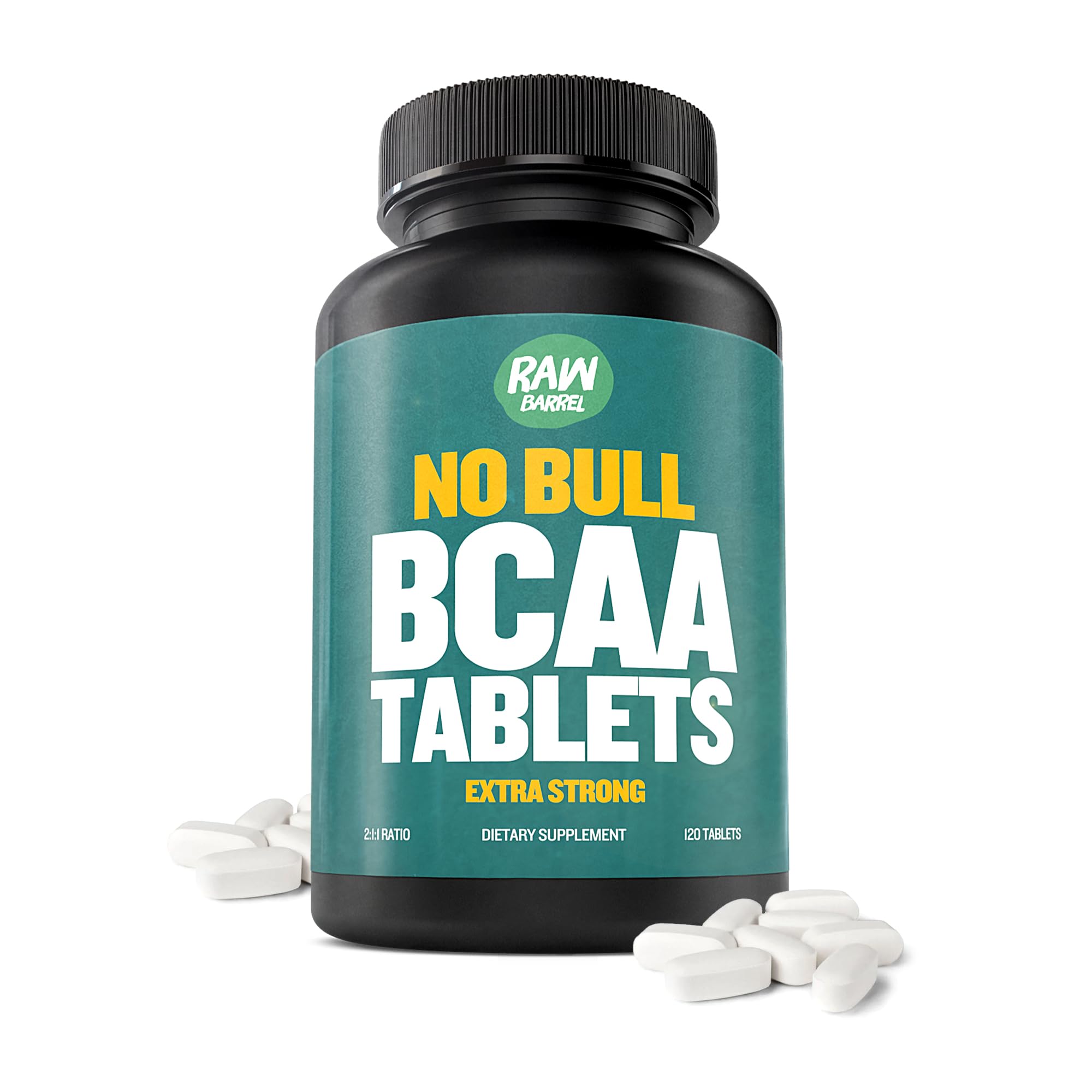 BCAA Tablets - 120 Extra Strong 1000mg Pills - 2:1:1 Ratio Branched Chain Amino Acid Supplement - Non-GMO Natural Ingredients - Supports Muscle Recovery & Workout Performance
