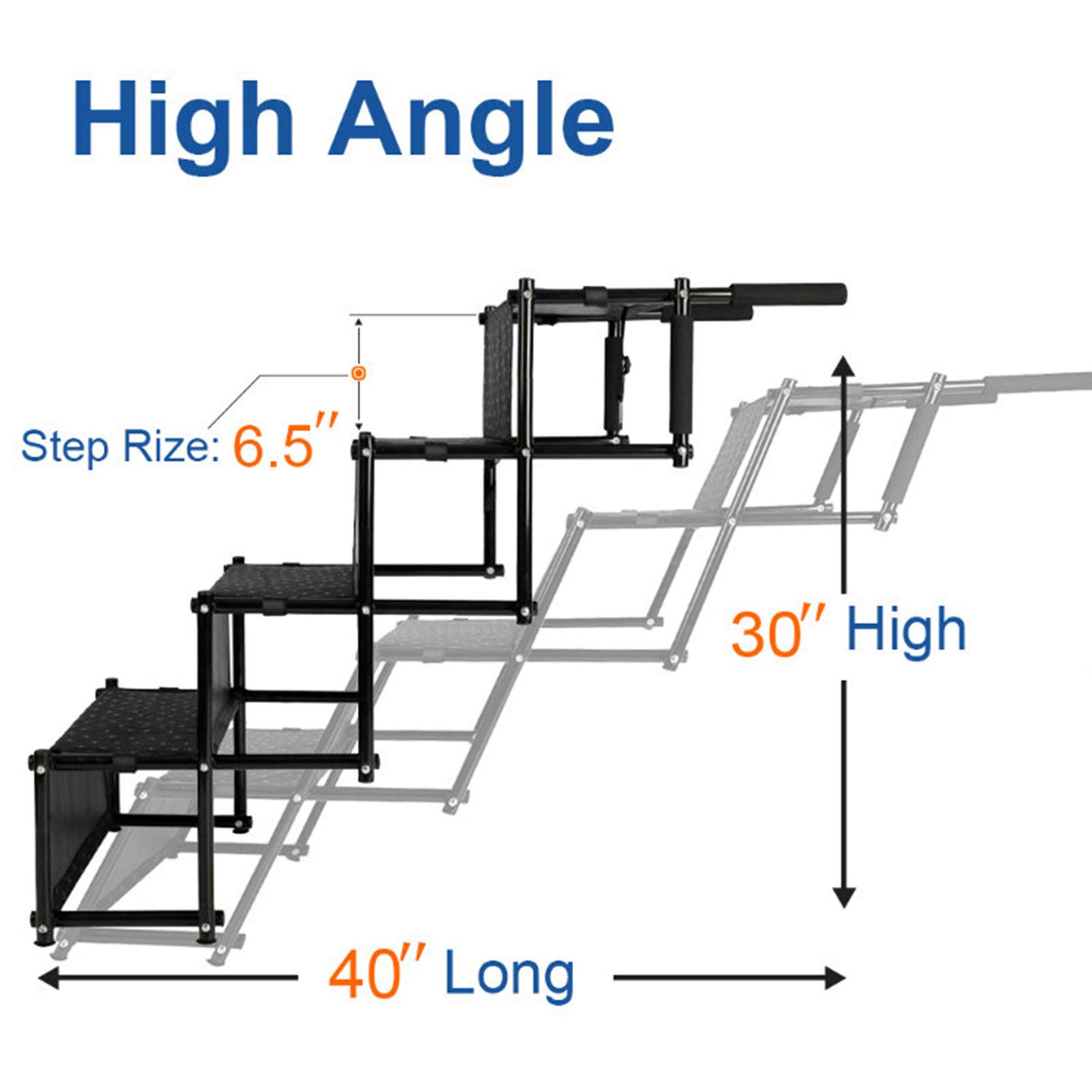 **Foldable Dog Stairs for Large Dogs - 4-Step Metal Frame Pet Ramp with Non-Slip Surface | Portable Pet Ladder for Cars, SUVs, High Beds & Home Use | Lightweight & Durable for Dogs & Cats**