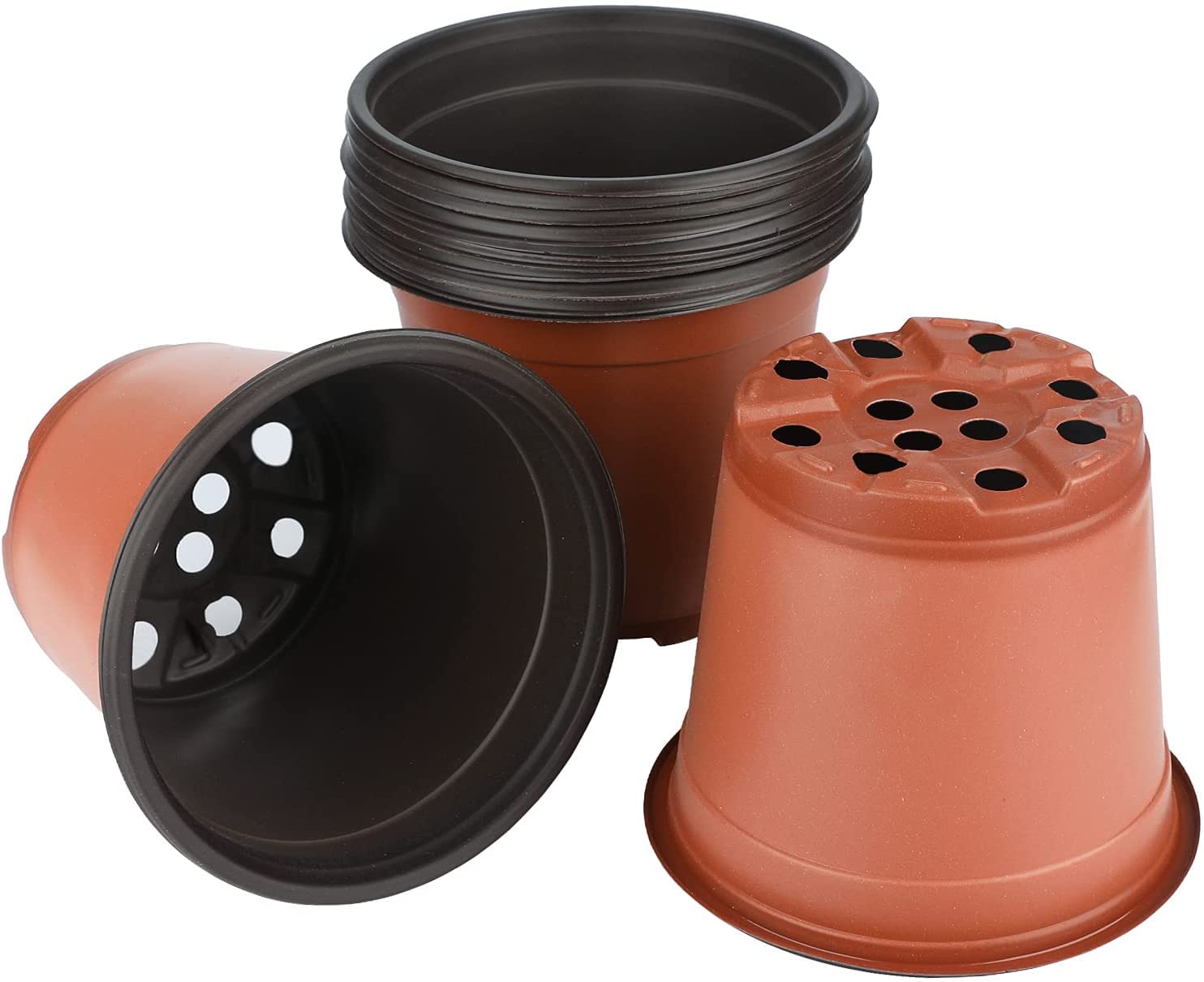 100Pcs 6 Inch Plastic Plant Nursery Pots - Seed Starting Pots, Flower Plant Containers & Garden Pots for Indoor/Outdoor Gardening, Home Decor & Landscaping