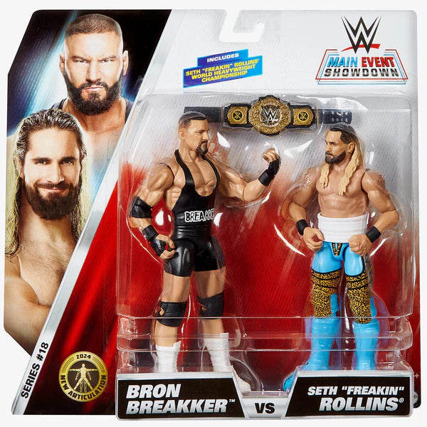 WWE Main Event Series Bron Breakker & Seth Rollins Action Figures – Collectible Wrestling Toys for Kids & Adults, Perfect for Display & Play Battles