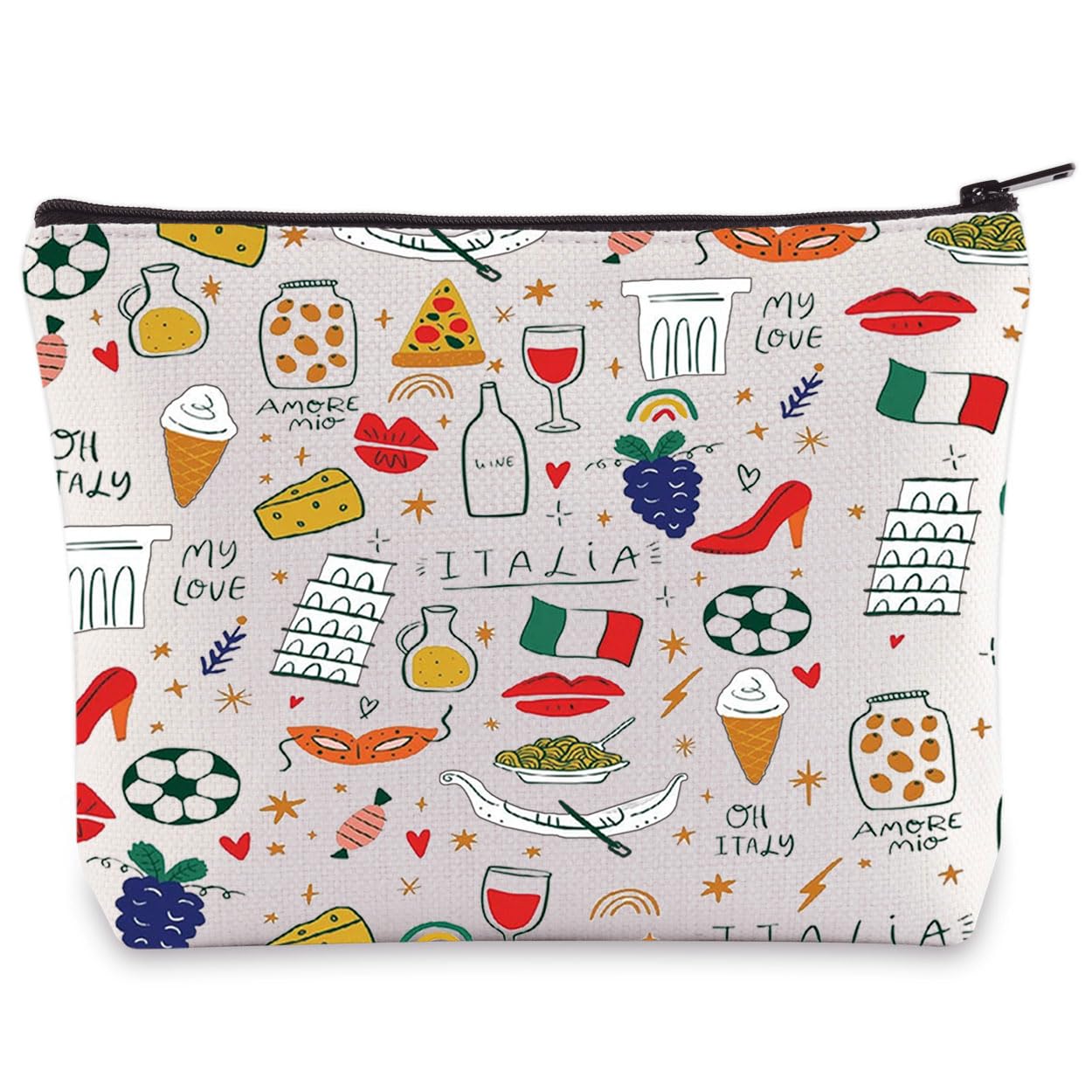 Italian Cosmetic Makeup Bag - Travel Organizer with Zipper Pouch for Women | Perfect Italy-Themed Gift for Makeup Lovers | Great for Travel, Home Storage & Daily Essentials