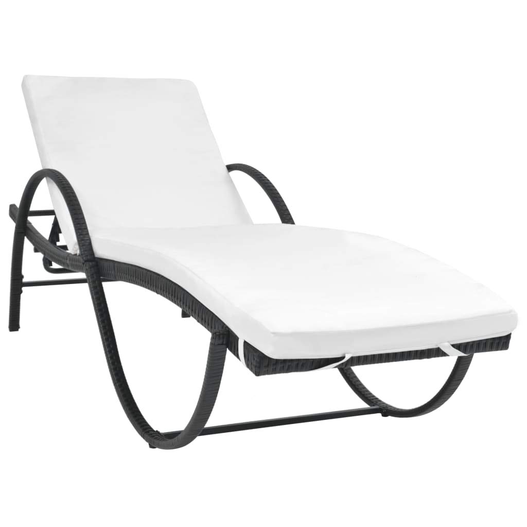 Premium Outdoor Rattan Chaise Lounge with Adjustable Recliner & Removable Cushions - PE Wicker & Powder-Coated Steel Frame - Perfect for Poolside, Beach, Patio, Garden Relaxation & Sunbathing - Black