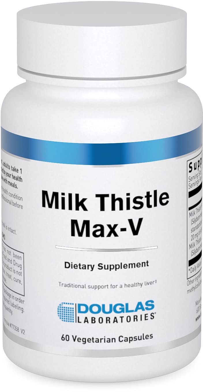 Douglas Laboratories Milk Thistle Max-V | Standardized 80% Silymarin Extract for Liver Detox & Support | 60 Vegetarian Capsules | Supports Healthy Liver Function, Antioxidant Protection & Digestive Health | Ideal for Daily Wellness, Post-Alcohol Recovery & Heavy Metal Detoxification