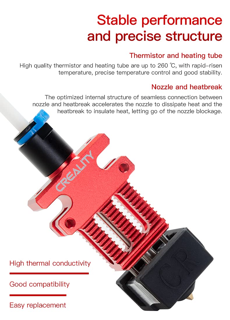Original CR-6 SE Hotend Extruder Kit with Heating Rod & Thermistor - Compatible with Creality CR-6 SE 3D Printer | Easy Replacement & Maintenance for Smooth 3D Printing