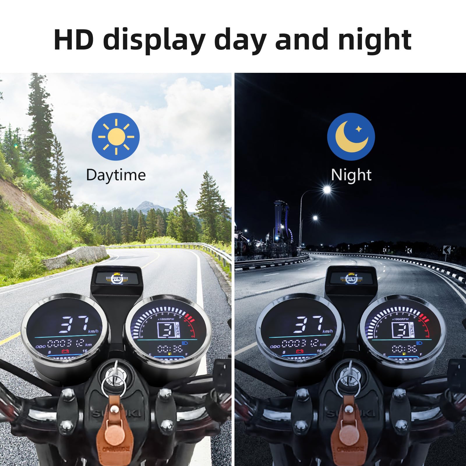 Digital Motorcycle Speedometer with Tachometer & Odometer - for Suzuki GN 125 - Ride Tracking & Performance Monitoring