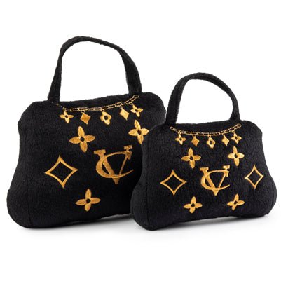 Luxury Chewy Dog Toy - Vuiton Noir Crown of Gold for Small & Medium Dogs | Durable & Safe Pet Chew Toy for Teething, Boredom & Playtime | Perfect for Indoor & Outdoor Use