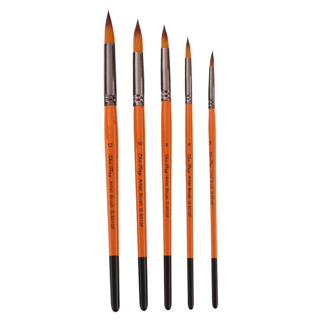 Professional Artist Brush Set - 5 Acrylic, Oil & Watercolor Paint Brushes with Clip & Click Pen Design - Perfect for Canvas Painting, Sketching & DIY Art Projects (Red)