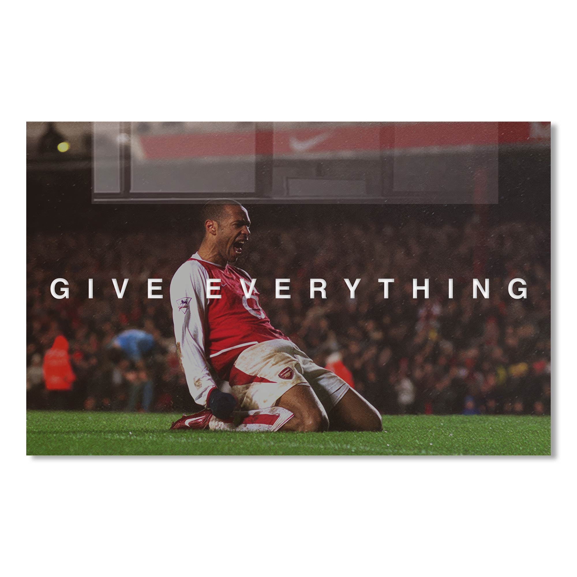 Thierry Henry 'Give Everything' Tempered Glass Wall Art - Premium Soccer Decor for Living Room, Office & Man Cave