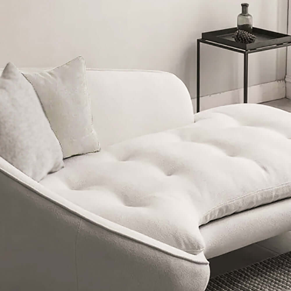 Modern Chaise Longue Sofa - Upholstered Linen 3-Seater Couch with Steel Legs | Perfect for Living Room, Lounge & Contemporary Home Decor