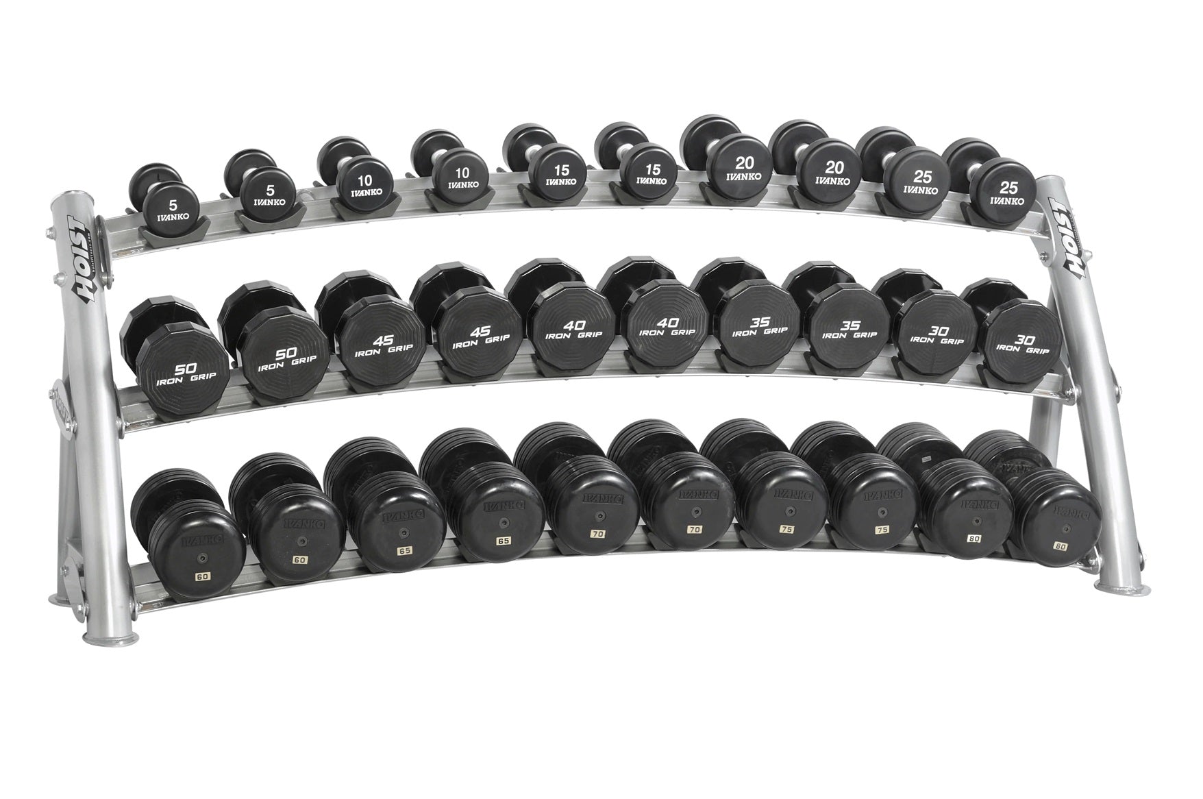 Hoist 3-Tier Horizontal Dumbbell Rack - Heavy Duty Saddle Storage for 15 Pairs of Weights - Perfect for Home Gym, CrossFit & Commercial Fitness Centers
