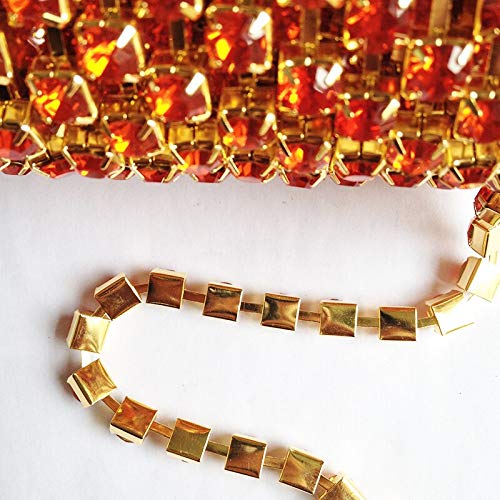 Premium SS6-SS38 Gold Base Crystal Rhinestones - 10 Yards/roll Sew-On Strass Stones for DIY Fashion, Costumes & Jewelry Making - Perfect for Dresses, Shoes, Bags & Home Decor Accessories