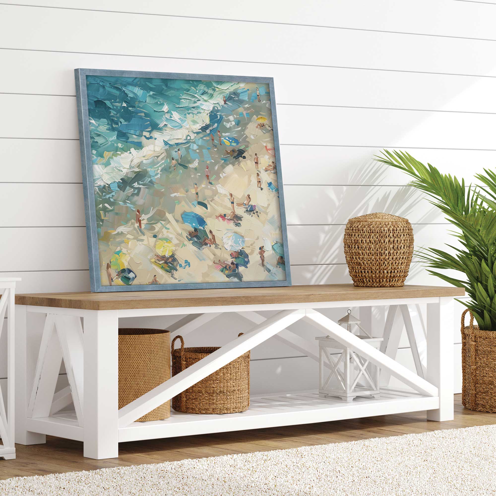 Coastal Harmony Square Print Wall Art - Beach Themed Decor for Living Room, Bedroom & Office - Perfect for Coastal, Nautical & Boho Home Decor Styles