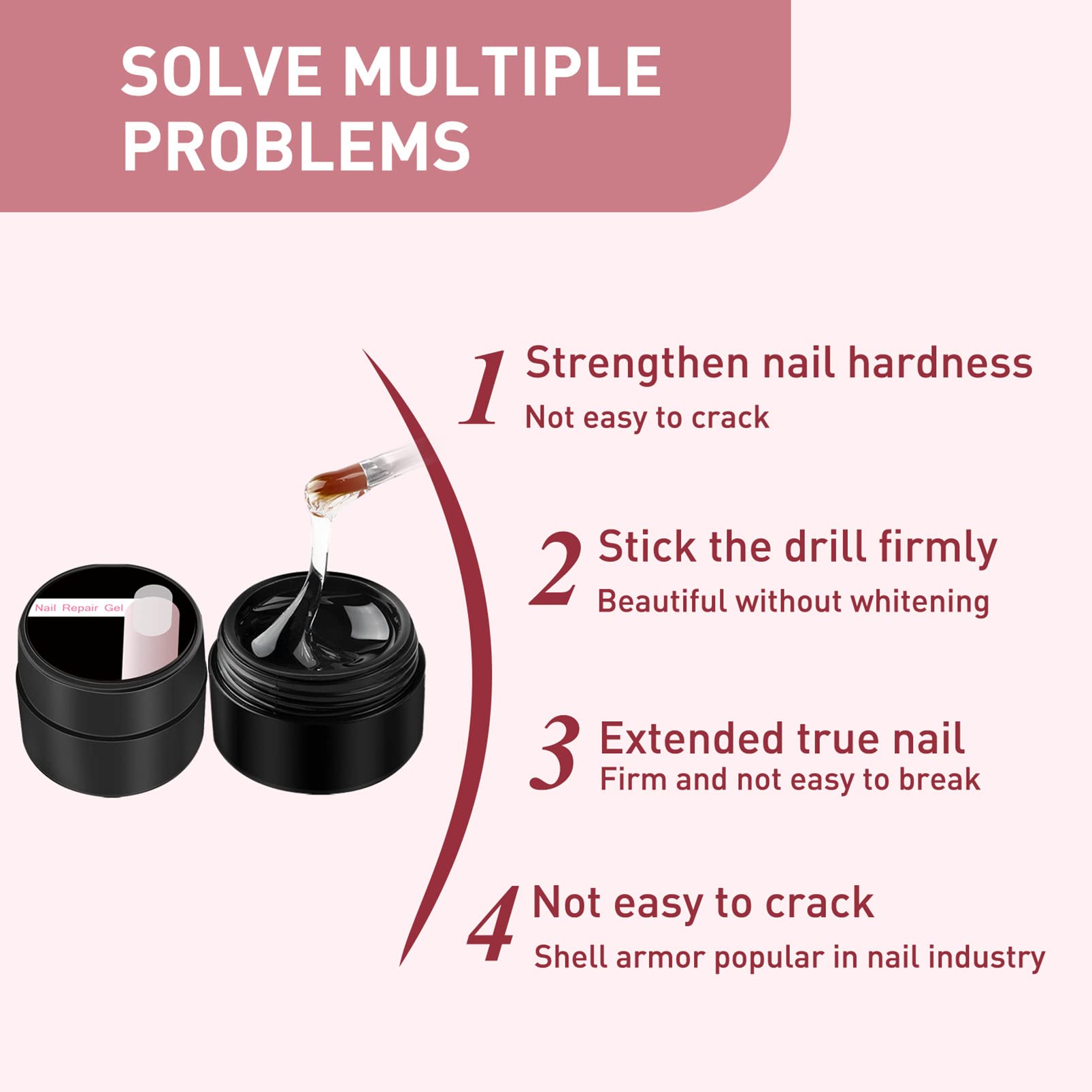 Instant Nail Glue & Cracked Nail Repair Gel - Professional Nail Treatment Strengthener, Hardener & Fixer for Broken Natural Nails - Nail Extension Sculpture Gel Kit (20ml) - Perfect for Salon, Home Manicures & DIY Nail Art