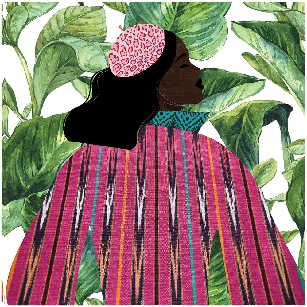 Girlie Girl Palm Fine Art Canvas Wall Decor by Nikki Chu - 22x22 Inch Ready to Hang Painting for Living Room, Bedroom, Bathroom, Kitchen, Office, Bar & Dining Room - Tropical Boho Home Decor & Gift Idea