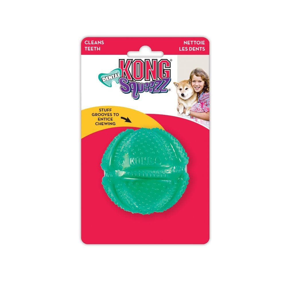 Squeezz® Dental Ball for Dogs - Chew Resistant Teeth Cleaning Toy - Perfect for Puppy Teething, Dental Hygiene & Playtime at Home or Outdoors