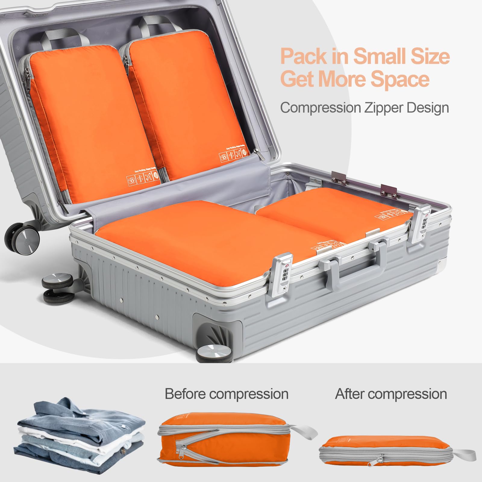 Cambond Compression Packing Cubes for Travel - 4-Piece Set of Lightweight Luggage Organizers for Women | Perfect for Carry-On Suitcases, Business Trips & Vacation Packing | Space-Saving Travel Essentials