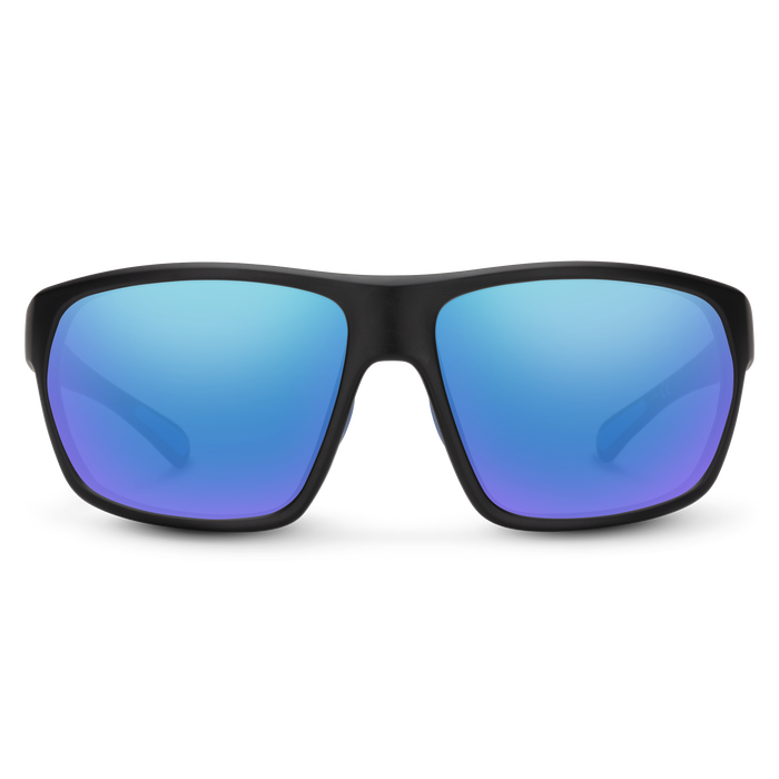 Boone Matte Black Sunglasses with Polarized Blue Mirror Lenses - Stylish UV Protection for Outdoor Sports & Driving