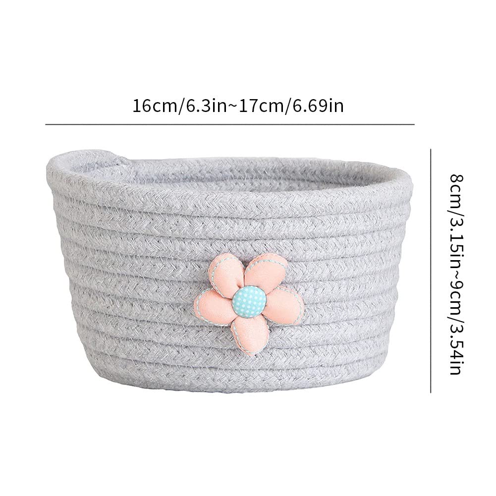 Ochine Cotton Rope Basket - Handwoven Decorative Storage Bin for Nursery, Desk, Bathroom | Small Round Organizer for Toys, Flowers, Laundry | Perfect for Baby Girls, Kids, Pets & Home Decor Gifts