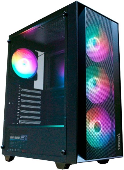 RAIDMAX V100 ATX Mid Tower Gaming PC Case - High Airflow, Tempered Glass, RGB Lighting for Ultimate Gaming Setup
