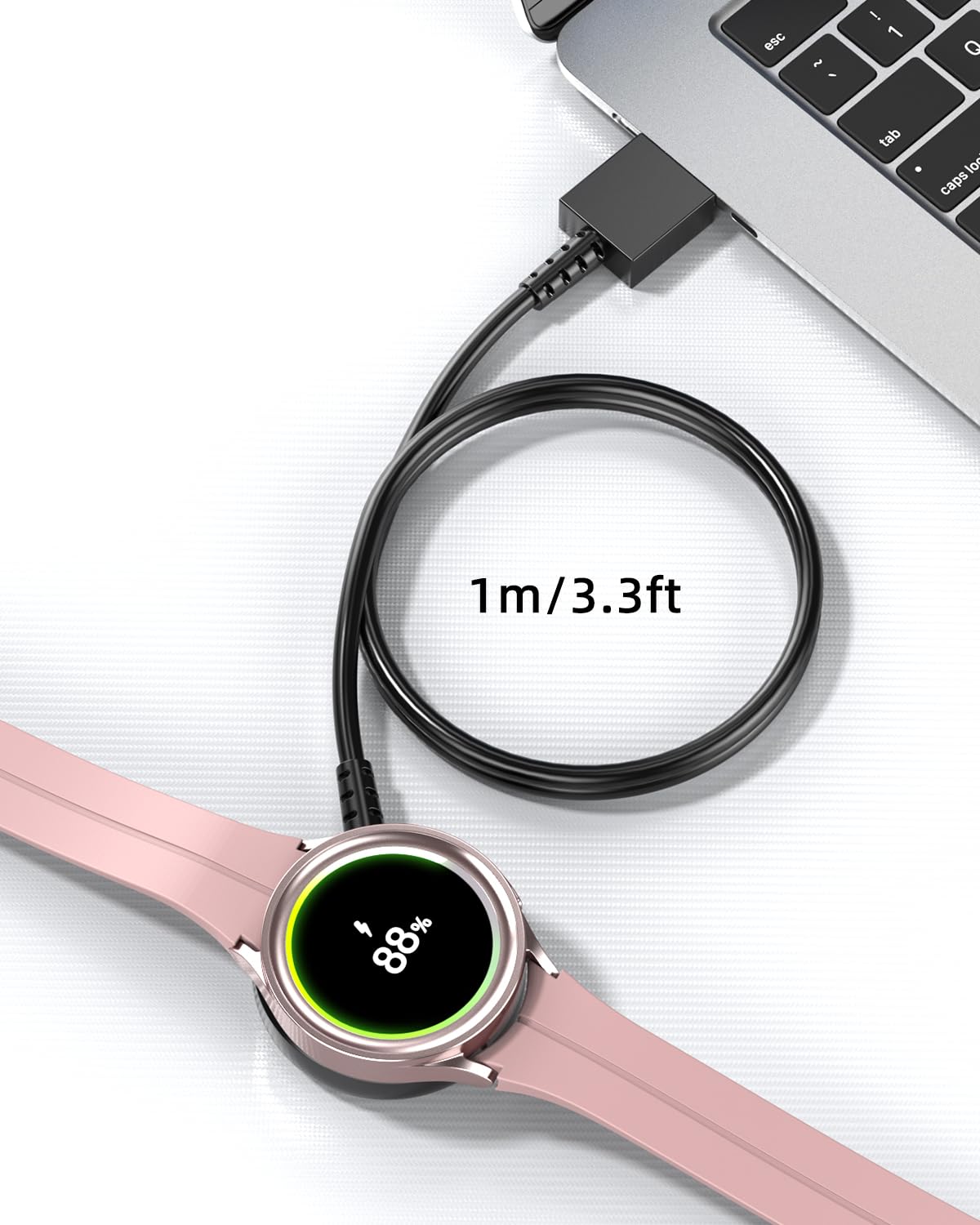 2-Pack Samsung Galaxy Watch Charger - Magnetic Wireless USB Charging Dock Compatible with Galaxy Watch 7/6/6 Classic/5/5 Pro/4/4 Classic/3/Active Ultra/FE - 3.3ft Cable for Home, Office & Travel Use