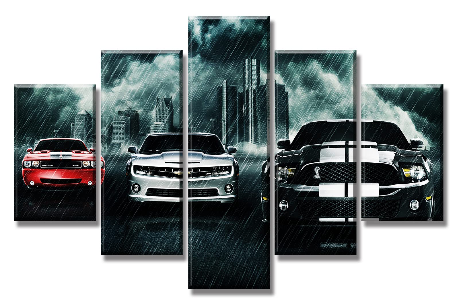 JiazuGo Sports Car Posters for Teen Boys - Black & White Red Muscle Car Paintings, 60x40 Inches - Perfect for Bedroom, Office & Man Cave Decor