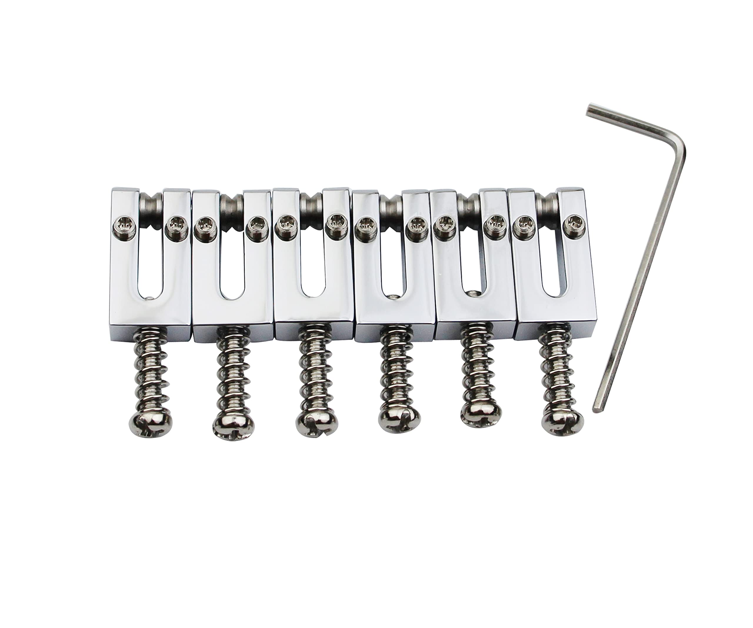 Guyker 10.5MM Brass Tremolo Bridge Saddles for Strat ST & Tele TL Electric Guitars - 6 Pack Chrome Plated Modern Guitar Parts | Perfect for Guitar Upgrades, Repairs and Custom Builds