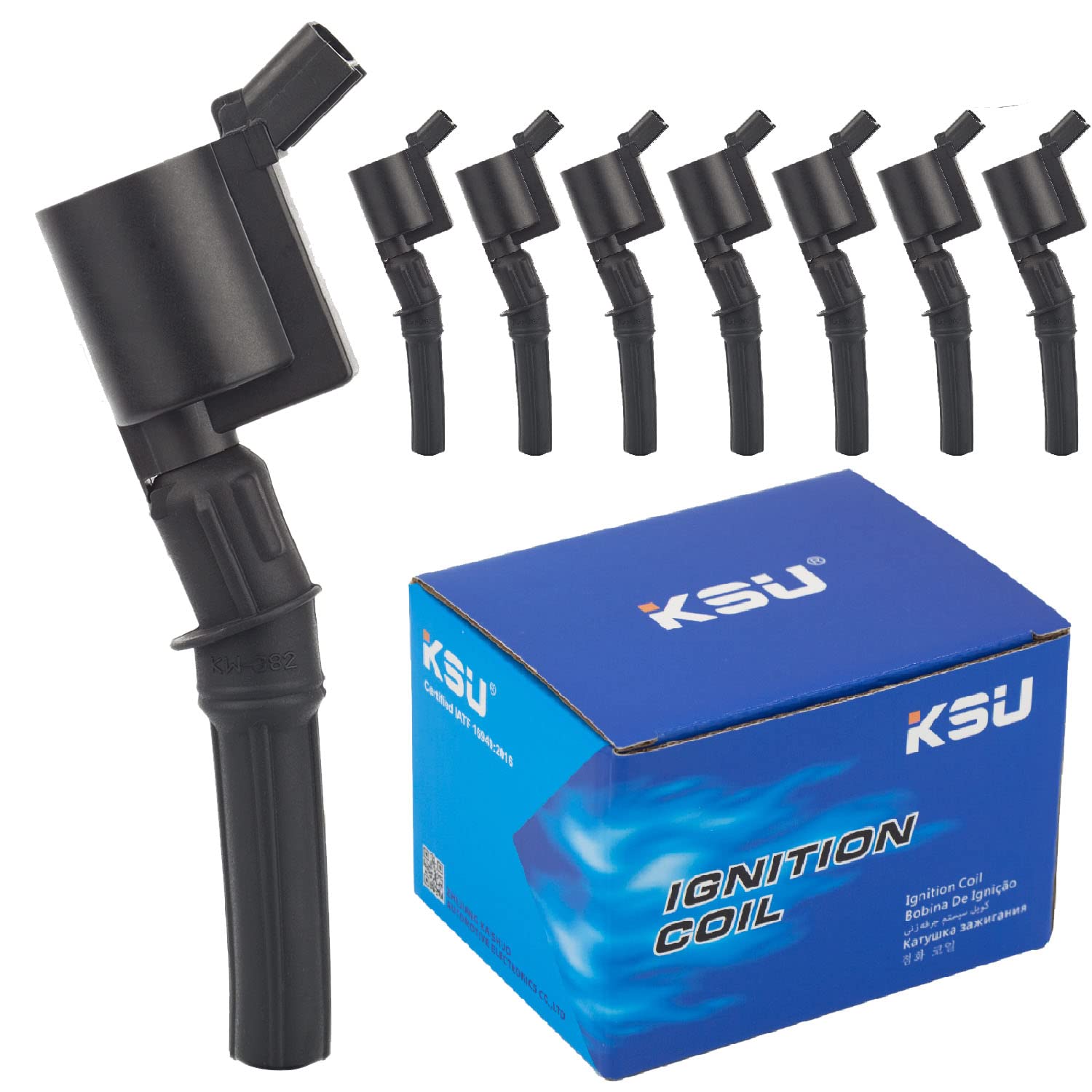High-Performance KSU Compatible Ignition Coil Pack for Ford Expedition, Explorer, F-150, F-250, F-350, F-450, Crown Victoria, E-Series, Mustang, Thunderbird, Lincoln & Mercury 4.6L 5.4L V8 Engines (DG508 DG457 8-Pack) – Reliable Replacement for Smooth Engine Performance & Fuel Efficiency