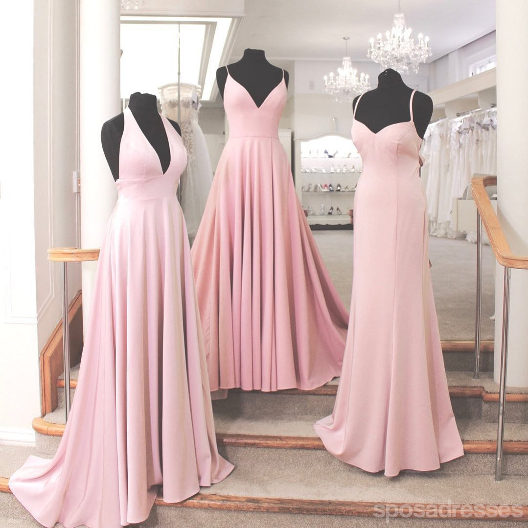 Light Pink A-Line V-Neck Long Bridesmaid Dress - Elegant Mismatched Bridesmaid Gown WG1126 | Perfect for Weddings, Formal Events & Special Occasions