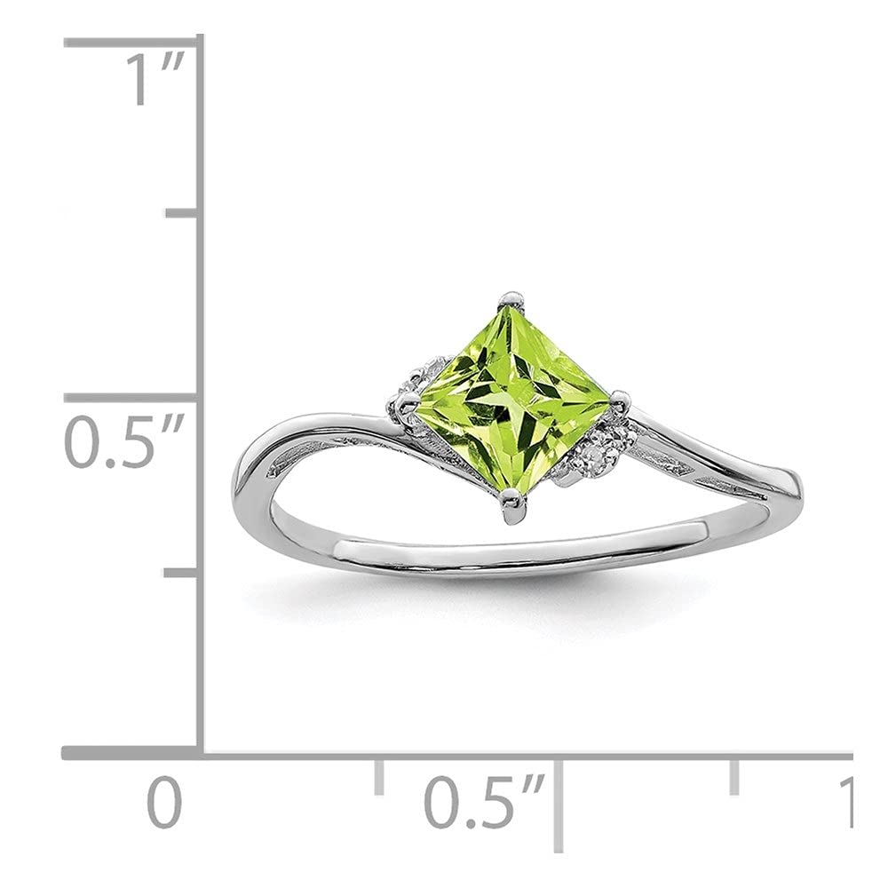 Diamond2Deal 925 Sterling Silver Diamond & Peridot Square Engagement Ring 0.61ct - Perfect for Proposals, Anniversaries & Special Occasions